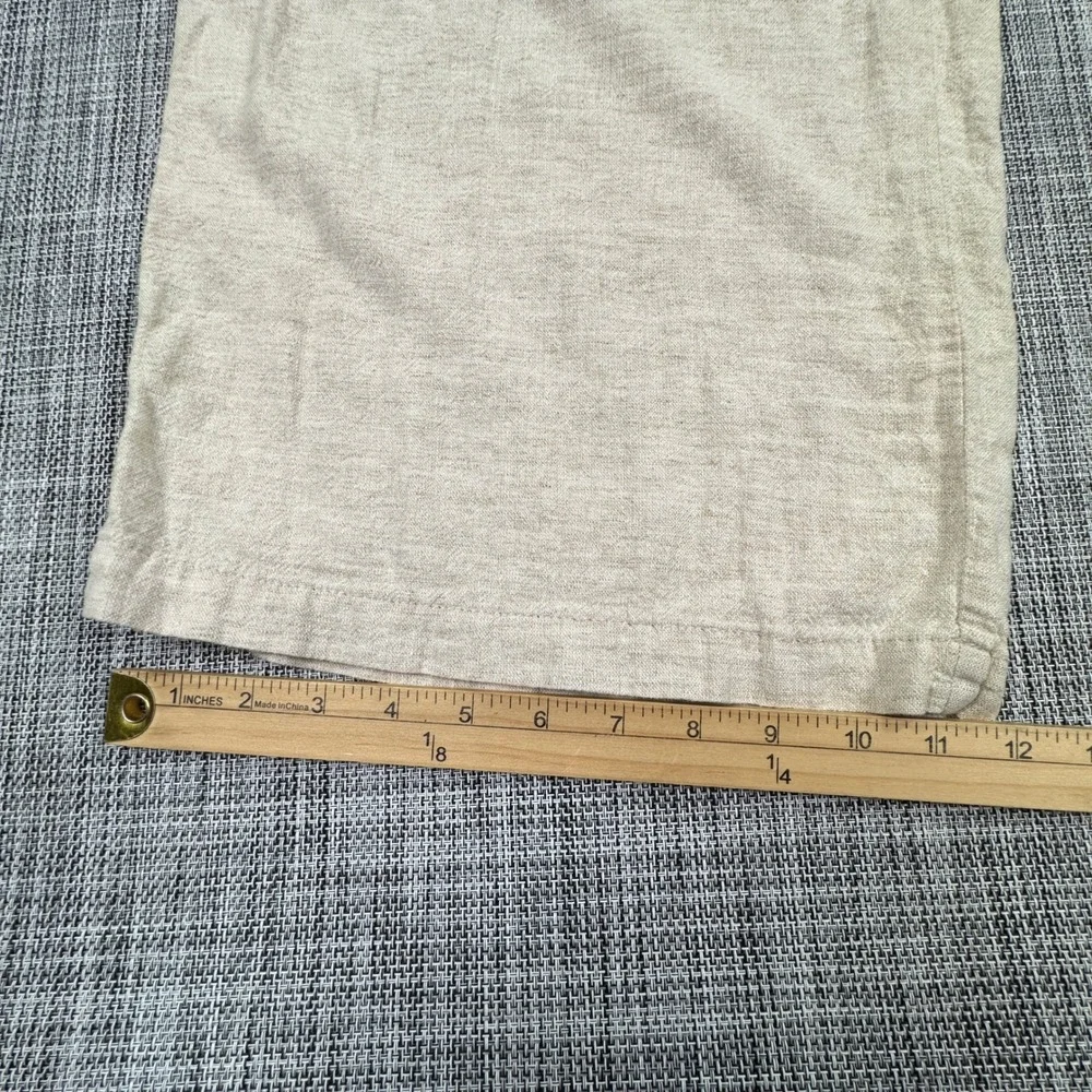 Banana Republic Women's Linen Blend Paperbag Wide Leg Pants Size 14 Beige Stripe